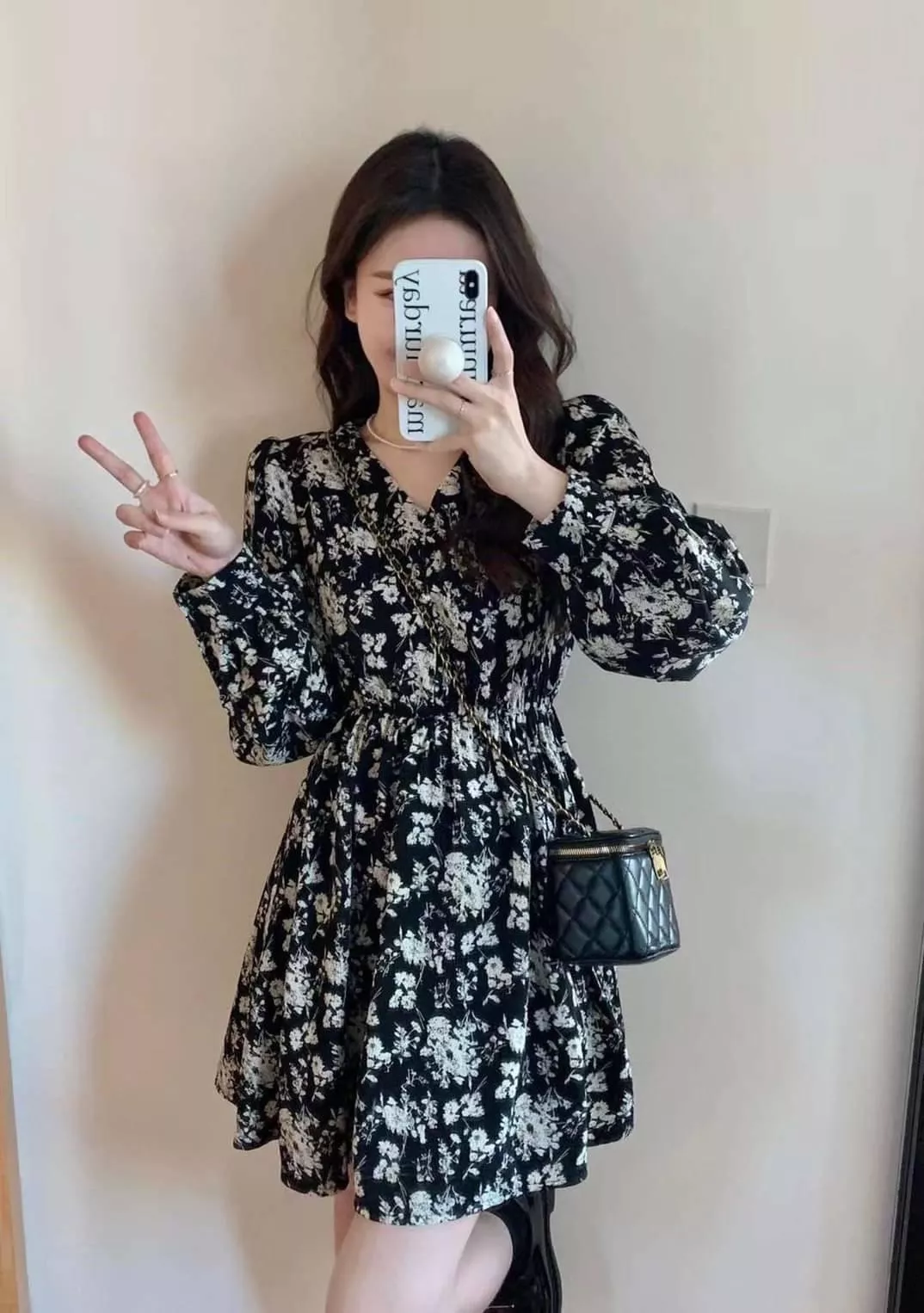 秋系碎花短洋裝