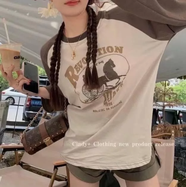 馬車 削肩棉質T