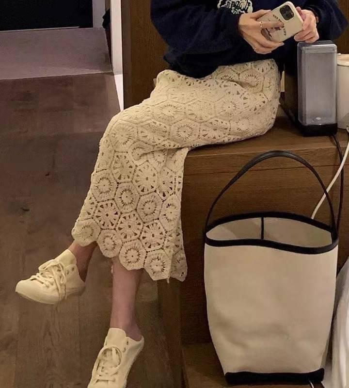 手勾花蕾絲長裙