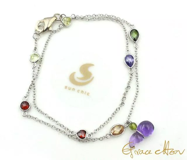 💜紫色小葫蘆💜 #銀手鍊 #水晶