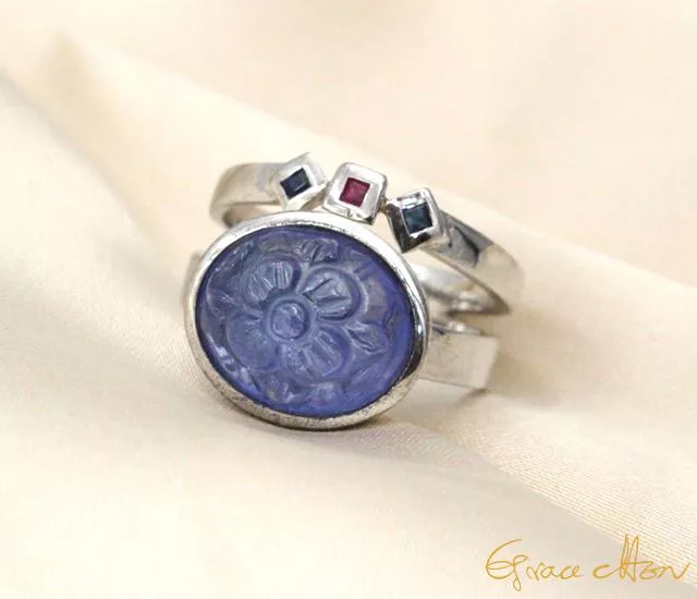 ⚛️紫花開富貴⚛️ #丹泉石 #戒指