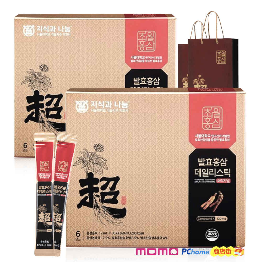 [ 超越蔘精 ] 韓國高麗蔘精禮盒 (12mlx30入x2) 附提袋