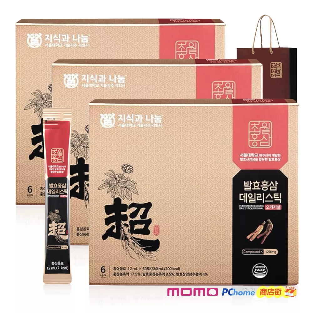 [ 超越蔘精 ] 韓國高麗蔘精禮盒 (12mlx30入x3) 附提袋