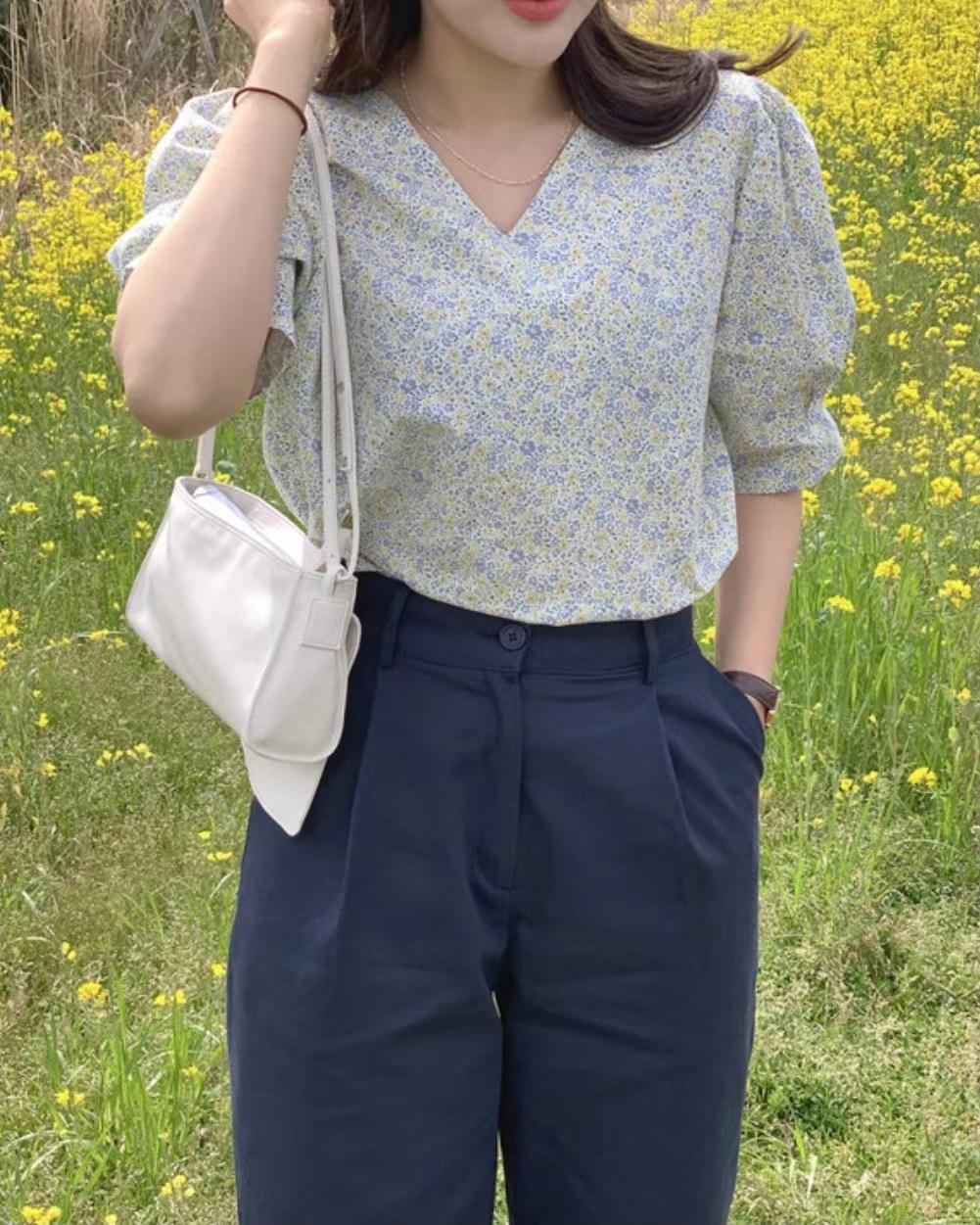 現貨/春暖花開澎袖上衣
