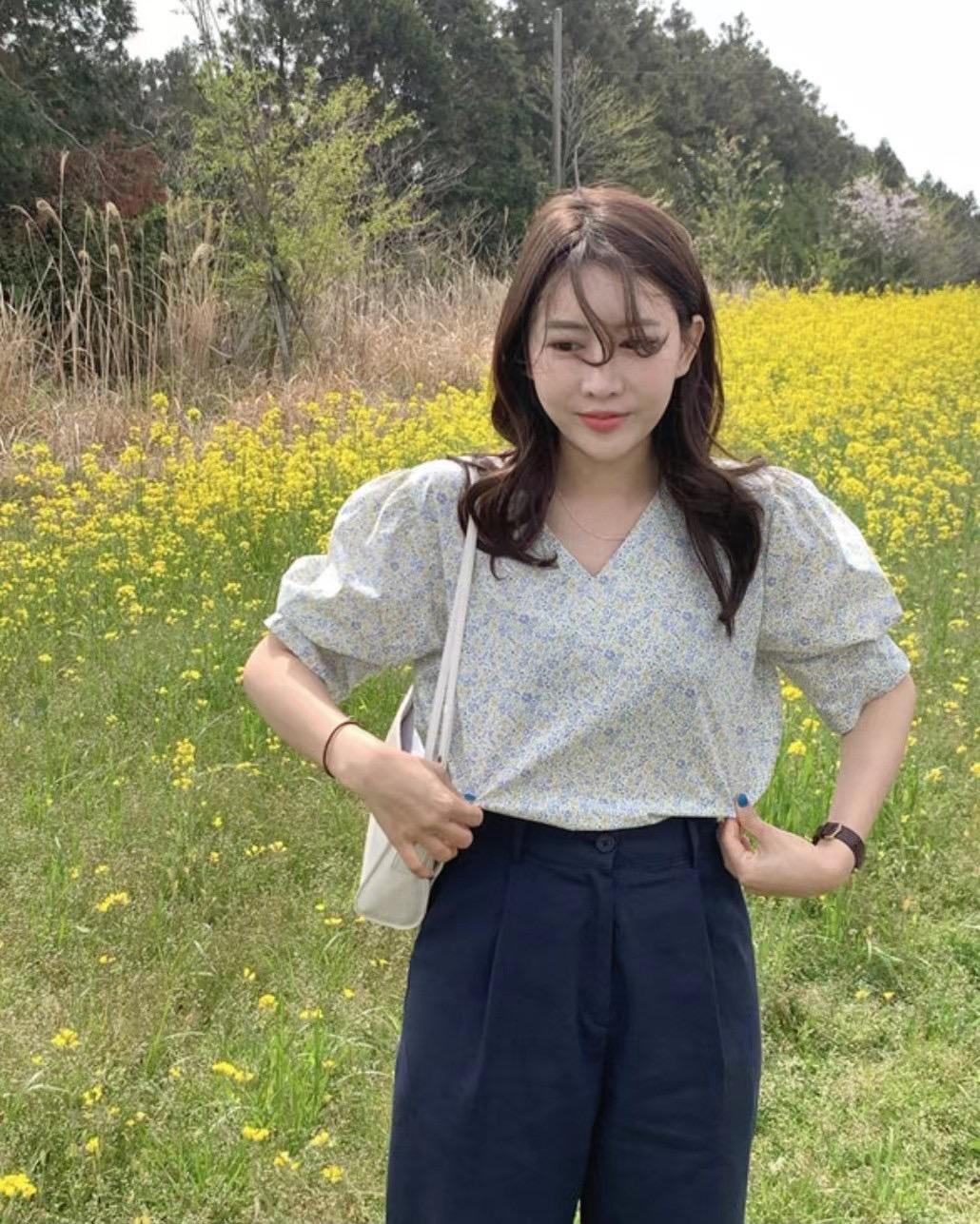 現貨/春暖花開澎袖上衣