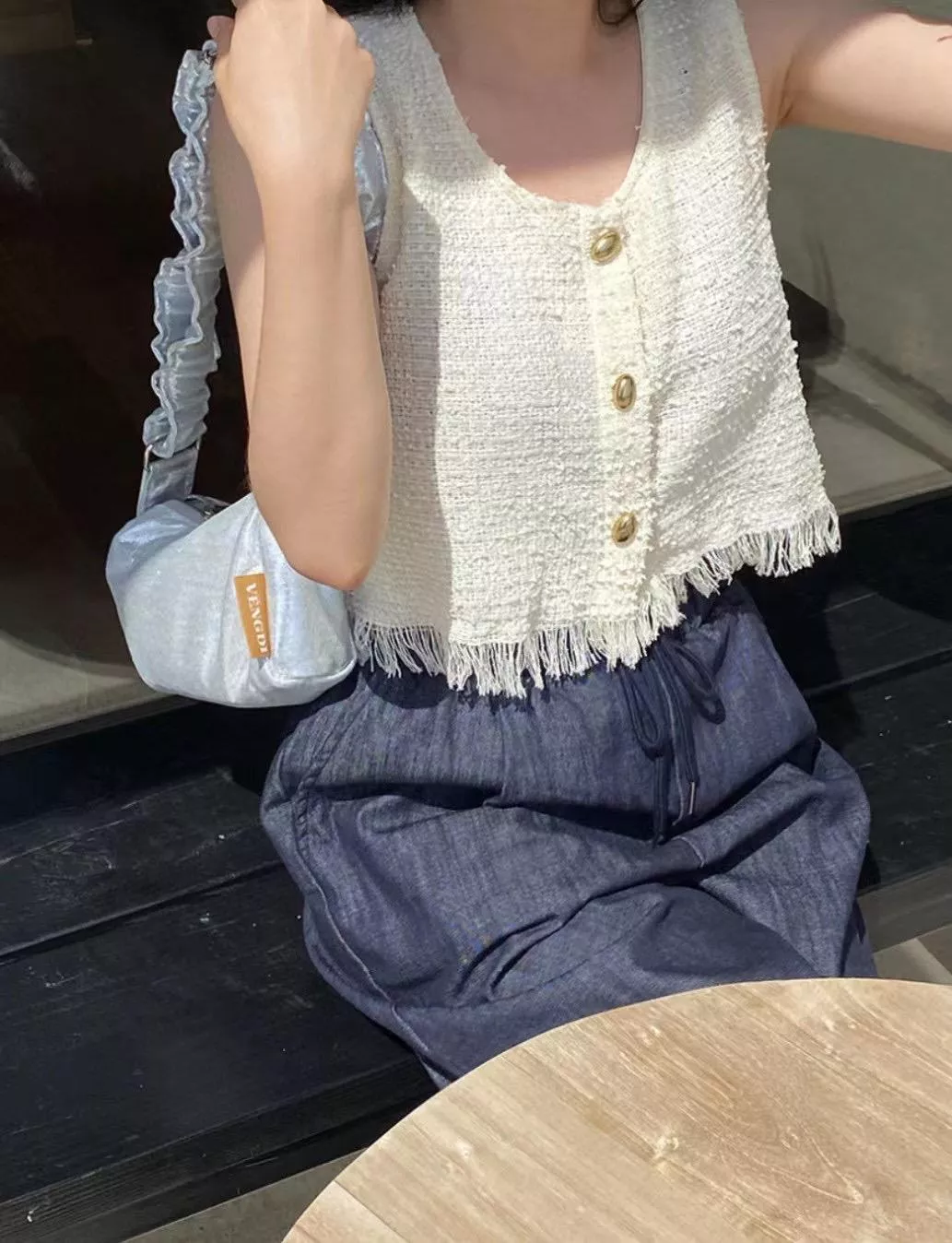 現貨/質感抽鬚背心