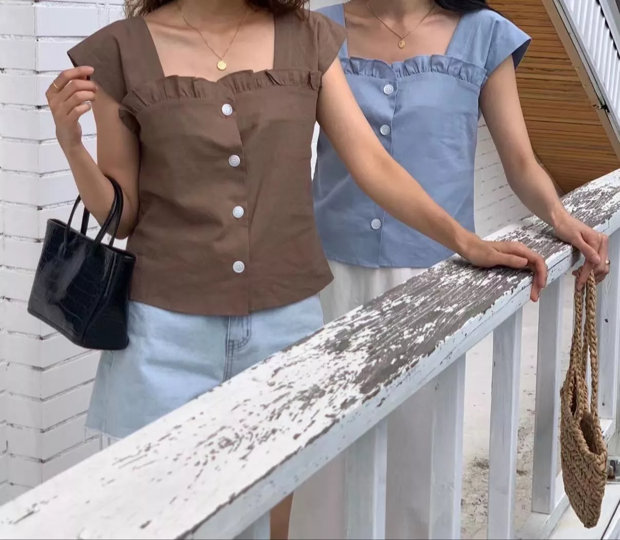 現貨/荷葉領半袖背心