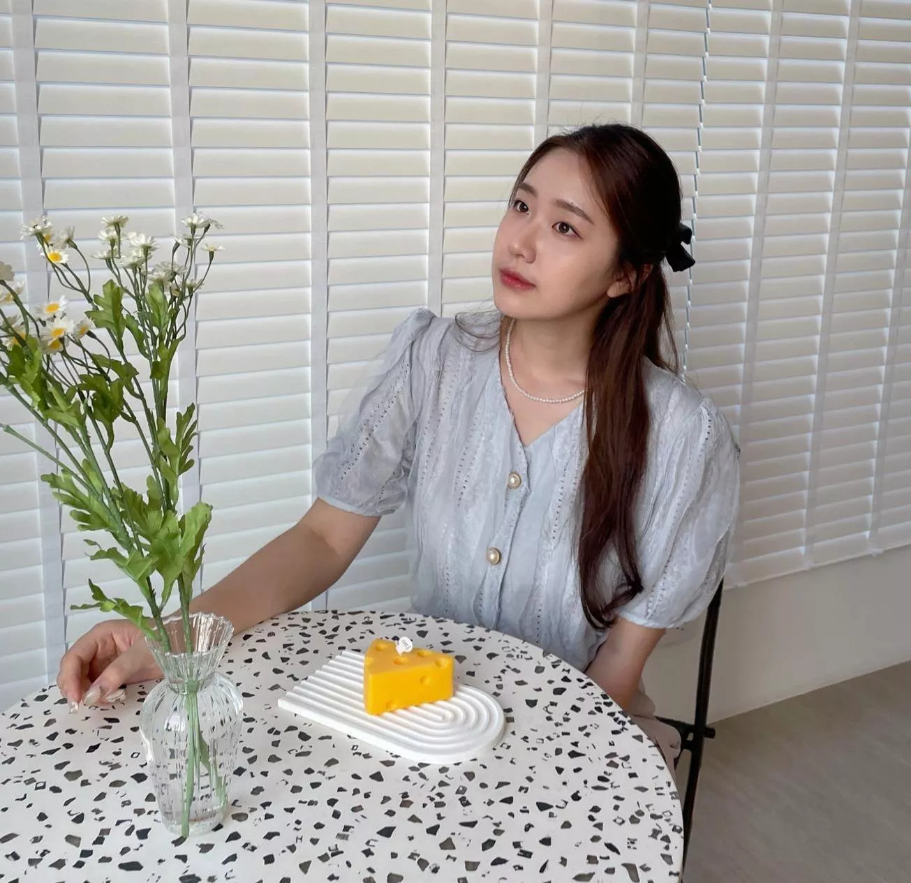 現貨/氣質蕾絲短袖上衣 天藍色