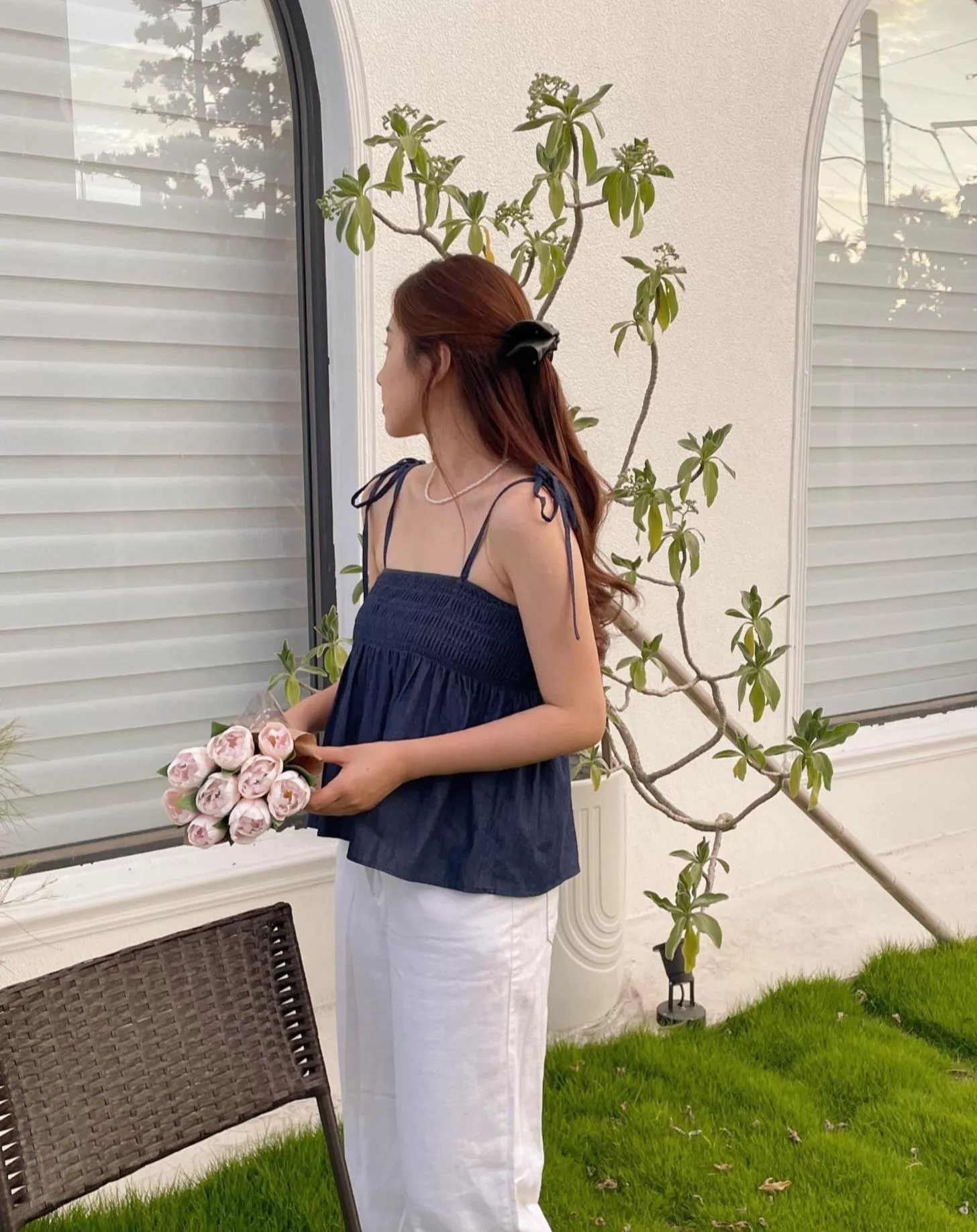 現貨/細肩綁帶牛仔背心