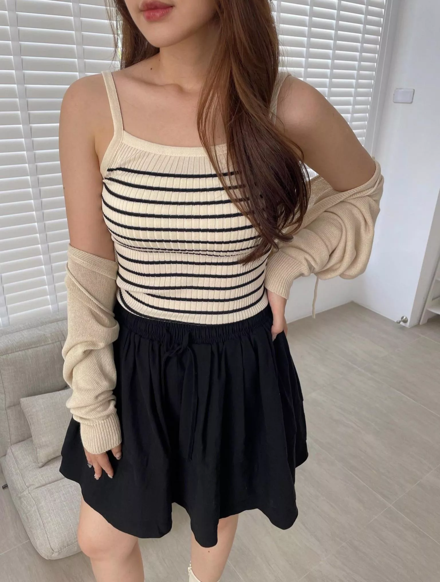 經典條紋後綁帶背心