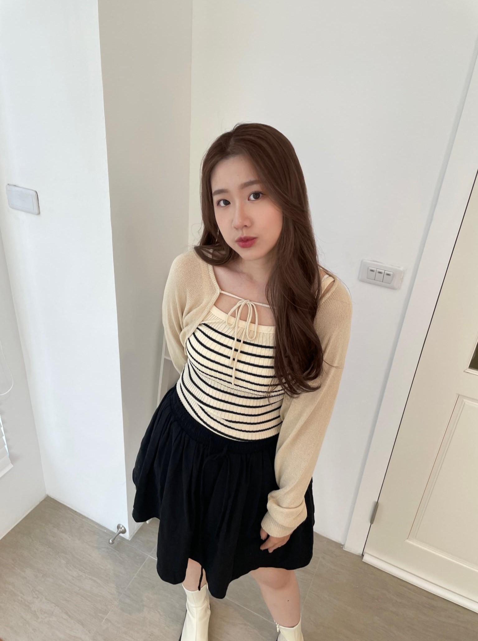經典條紋後綁帶背心