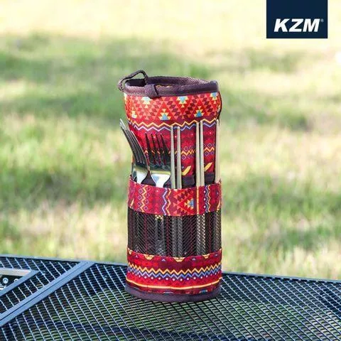 [KZM] 不鏽鋼餐具組附收納袋(露營用)