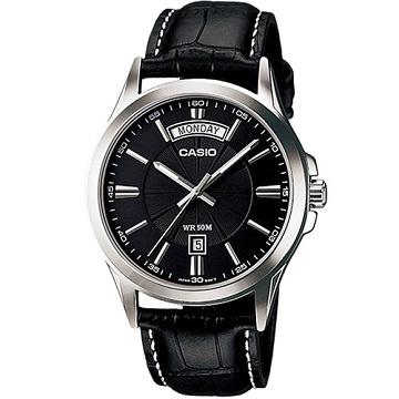 CASIO復古皮帶錶 日期/星期 高雅型男造型錶  超優質感 獨特魅力 MTP-1381L-1A