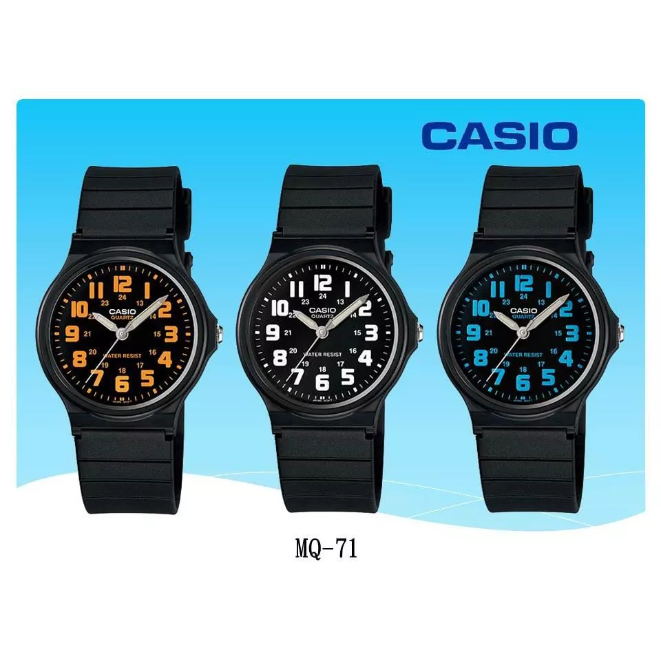 經緯度鐘錶 CASIO手錶專賣店 夜光指針錶超薄石英  彩色字體 考試專用 保證公司貨附保固卡【↘網路超低價】MQ-71