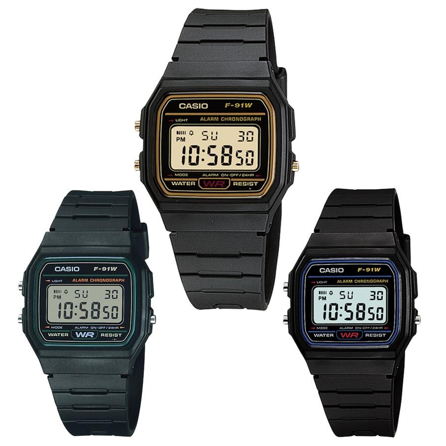 【CASIO 電子錶】經緯度鐘錶 經典款 鬧鈴碼錶 當兵 學生 台灣卡西歐公司代理貨有保固【超低價】F-91W