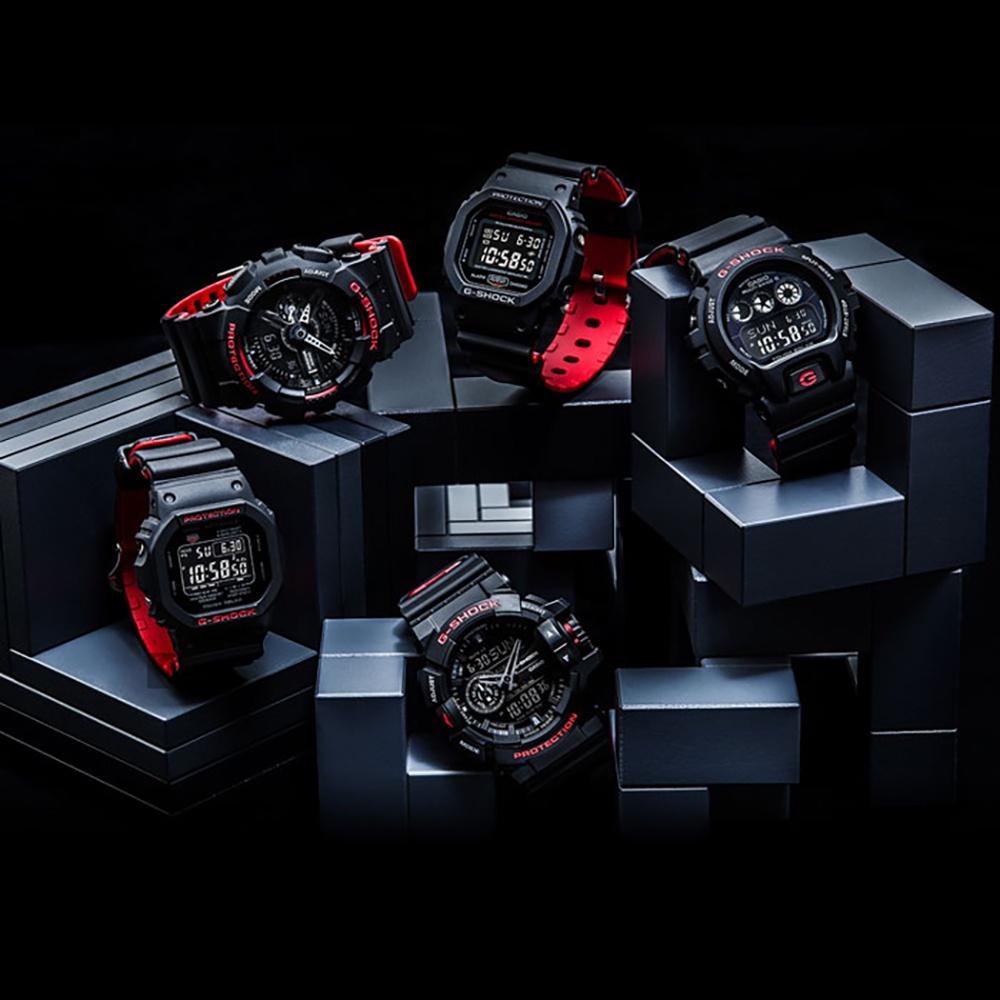 經緯度鐘錶 G-SHOCK 強悍 防撞防震 黑紅搭配 粗曠酷炫 百搭 影星最愛 CASIO公司貨 DW-5600HR-1