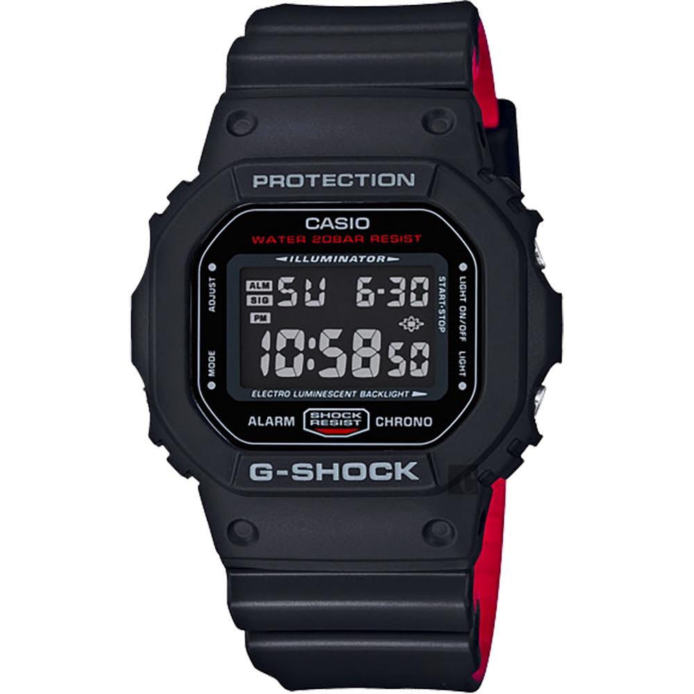 經緯度鐘錶 G-SHOCK 強悍 防撞防震 黑紅搭配 粗曠酷炫 百搭 影星最愛 CASIO公司貨 DW-5600HR-1