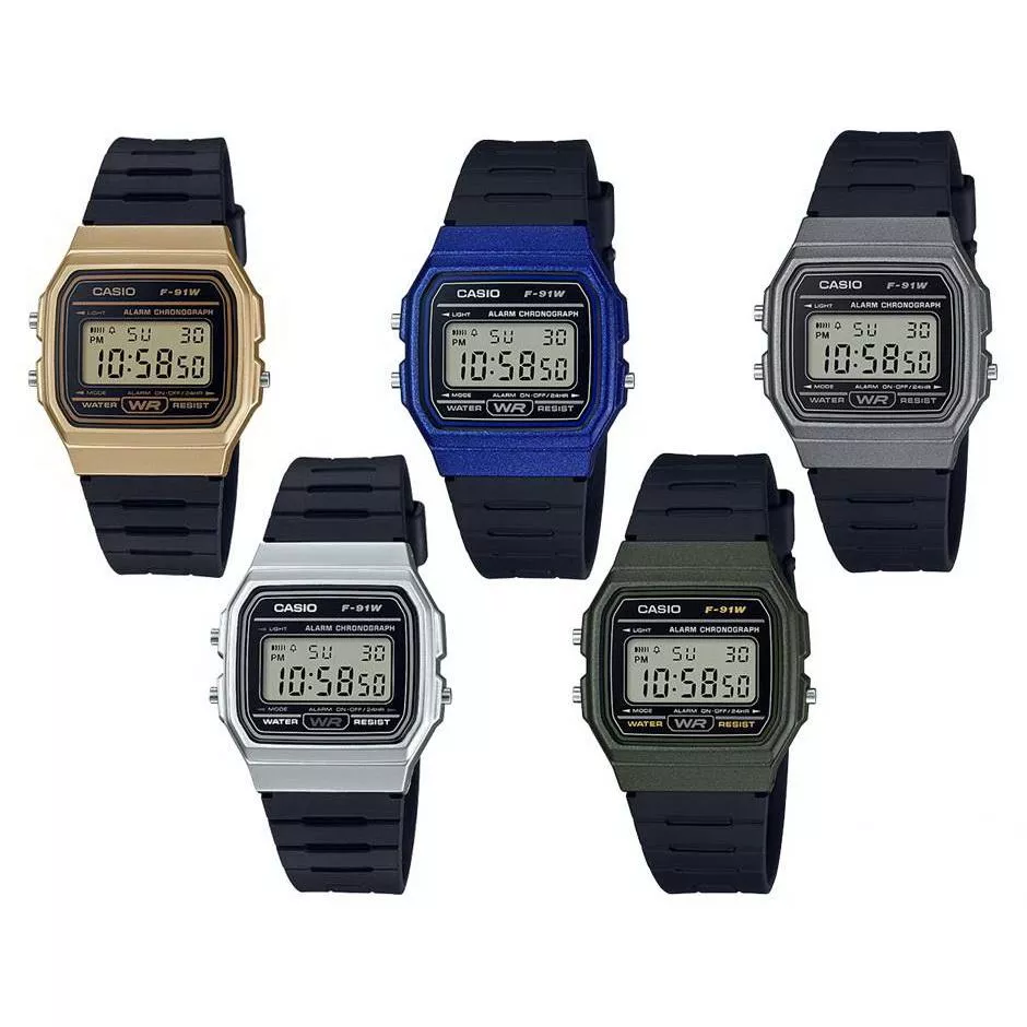 經緯度鐘錶CASIO專賣店 復古型電子錶 考試當兵軍用 游泳健身 保證台灣卡西歐代理公司貨【↘超低價】F-91WM