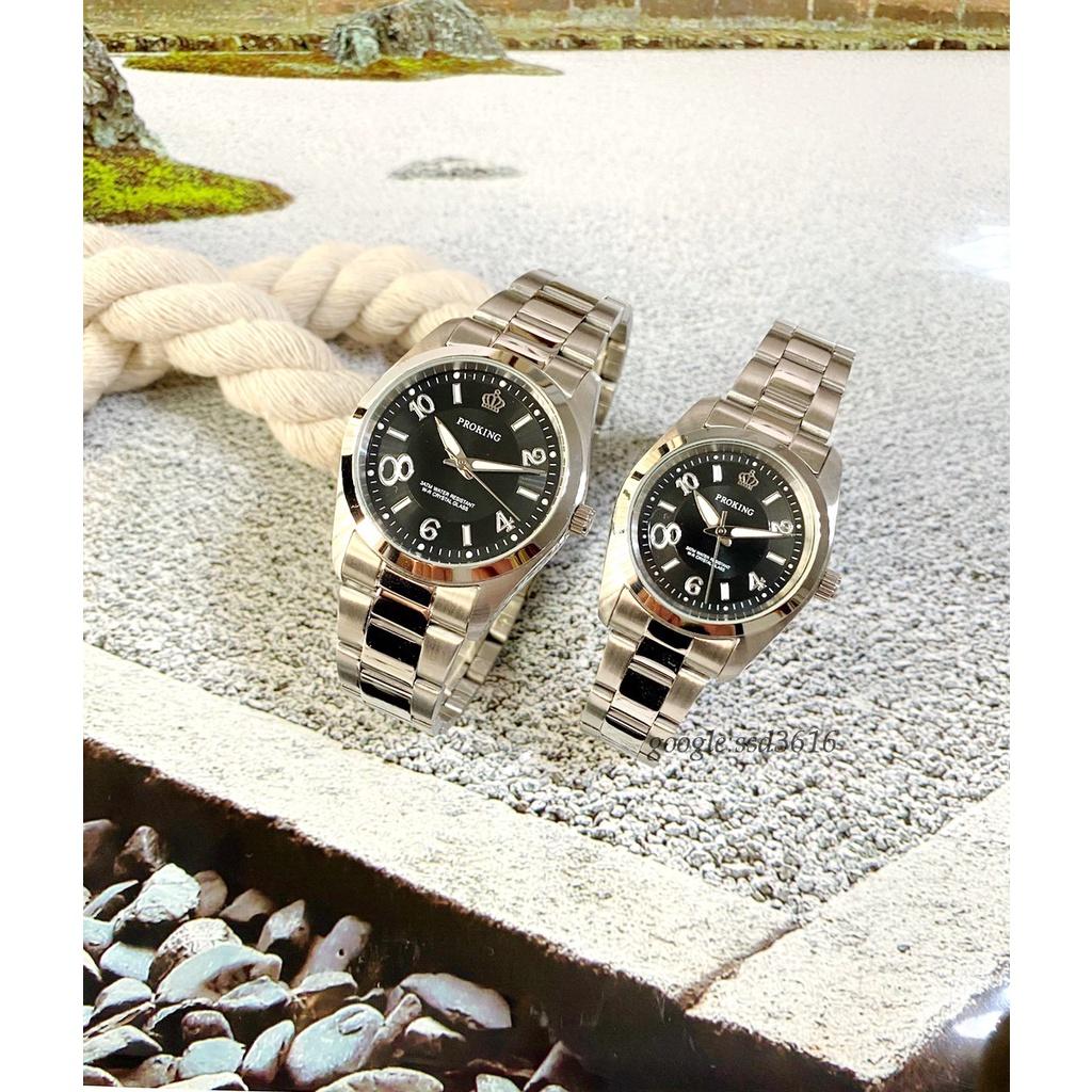 經緯度鐘錶 PROKING皇冠女錶 日本機芯台灣品牌 品質優 女錶/不鏽鋼錶帶/強化玻璃/多彩可選 2035雷射黑