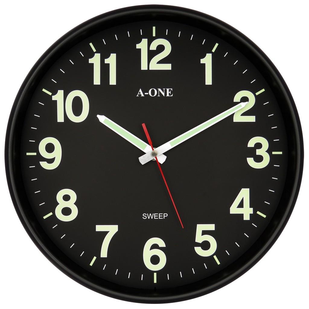 經緯度鐘錶A-ONE超靜音大時鐘掛鐘黑底夜光數字清晰時尚客廳民宿餐廳