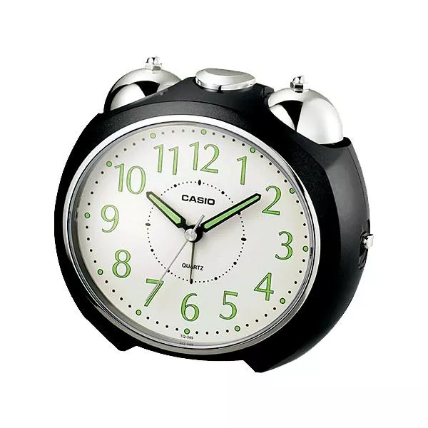 CASIO超大鈴聲鬧鐘 桌上型夜光/貪睡/小夜燈/學生上班族最實用 圓弧流線造型 保證公司貨附保固卡TQ-369