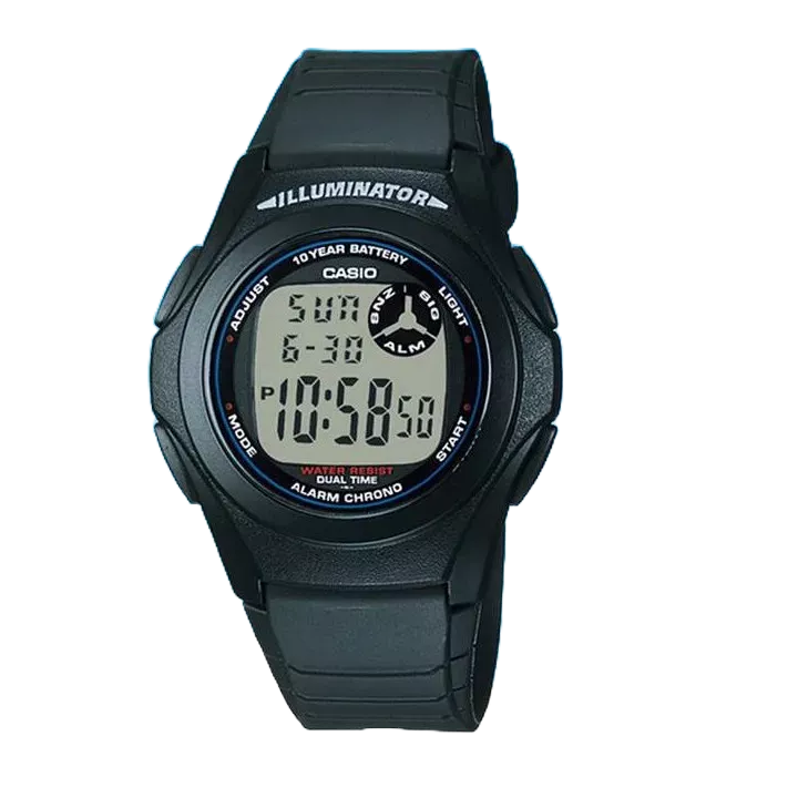 經緯度鐘錶CASIO手錶專賣店【運動電子錶+鏡面專用貼膜】30米防水 當兵學生考試 大字幕 保證台灣卡西歐公司F-200