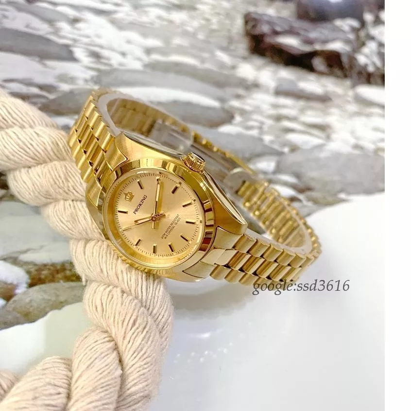 PROKING皇冠 日本機芯台灣品牌 金錶石英錶 蠔式金鑽錶 大方高貴宴會社交 上班送禮 大小錶鏡2035金刻款