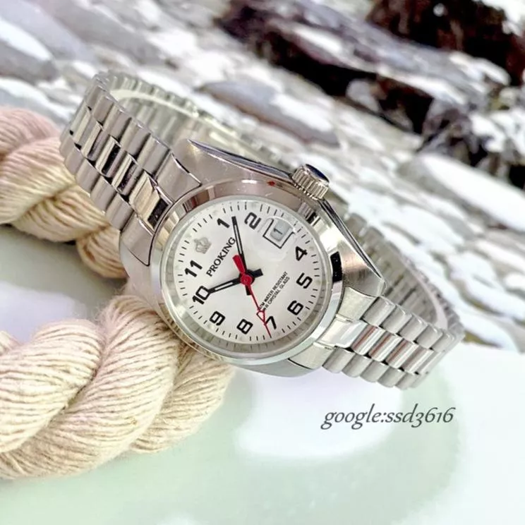 經緯度鐘錶PROKING皇冠錶 日本機芯【日期款】強化玻璃/石英錶/大數字方便看/清楚大方 台灣製造4002白面數字