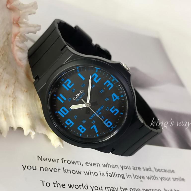 【CASIO石英錶+鏡面貼膜】時尚簡約 指針錶 大錶徑4CM清楚好看 男女適用 考試專用 保證正品公司貨MW-240