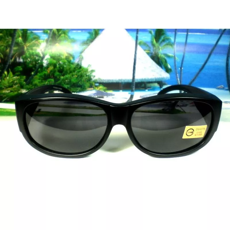 偏光太陽眼鏡 近視族套鏡 直接套上 包覆原本眼鏡 自行車隊專業防風防蚊 方圓形加大包覆【破盤價】2158霧黑