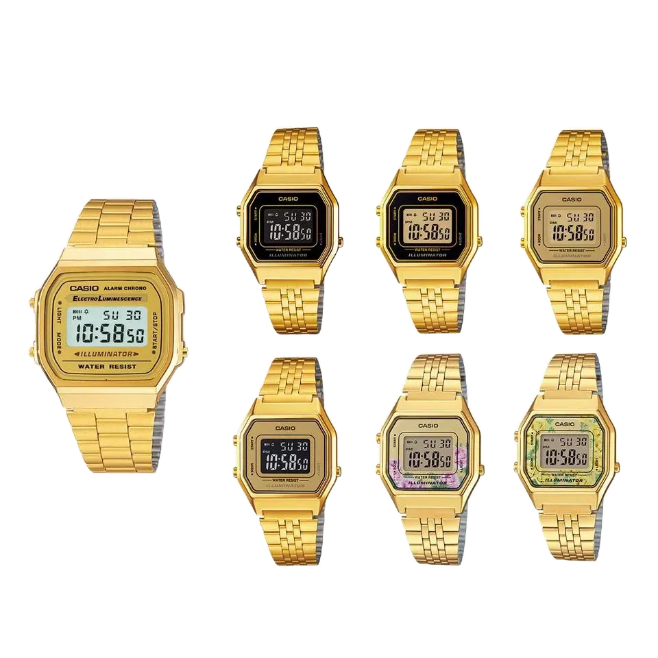 經緯度鐘錶 CASIO復古金錶 個性大錶徑金錶+淑女小錶徑金錶 多選擇 情侶對錶 復古時尚A168WG_LA680WGA