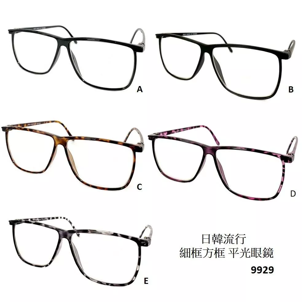 經緯度鐘錶 細框平光眼鏡 復古方框 文青風 男女皆適 修飾顯小臉 透明無度數鏡面 防風沙防蚊蟲 台灣製造 9929