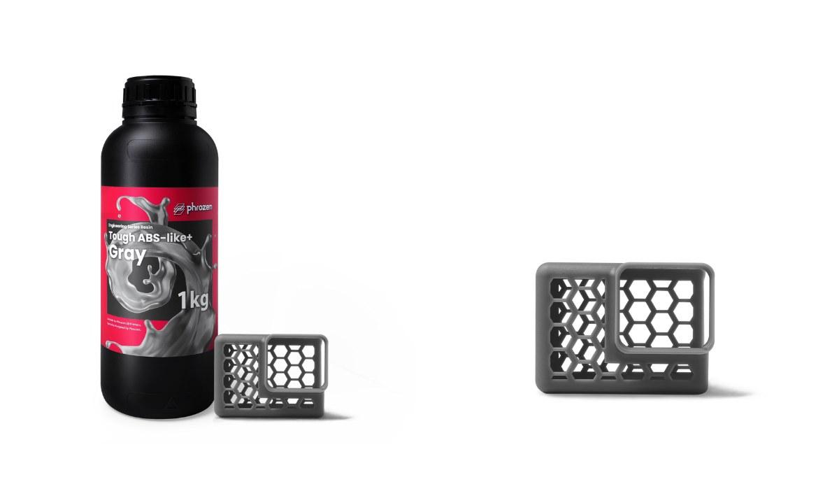 Phrozen 工程韌性 ABS Like+ 樹脂灰色 1KG 瓶裝與列印樣品