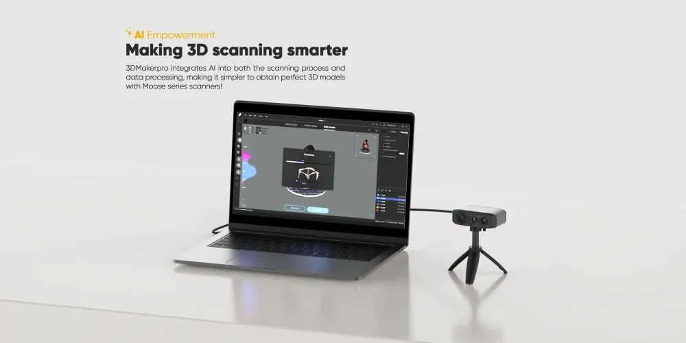 3DMakerpro Moose 專業版 架在三腳架上接筆電掃描