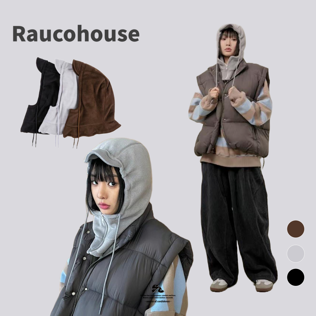 Raucohouse 短絨拉鏈抽繩巴拉克拉瓦頭套