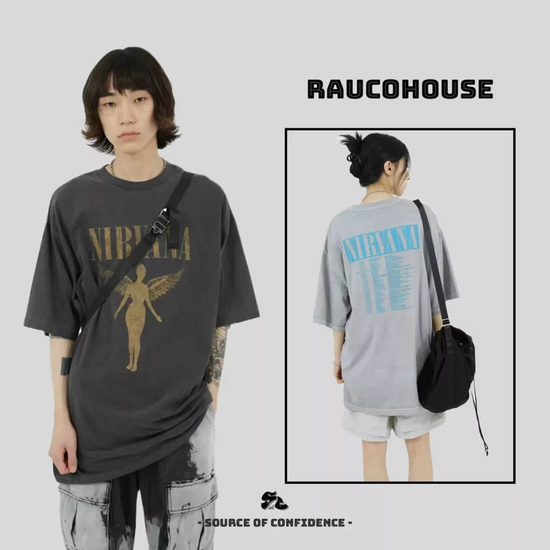 Raucohouse NIRVANA 天使水洗印刷 短Tee