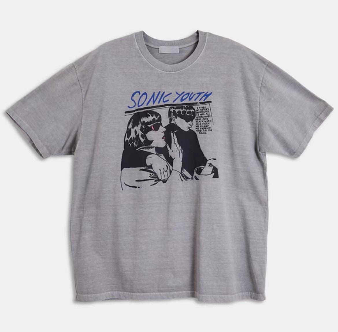 Raucohouse sonic Youth 印花水洗短Tee