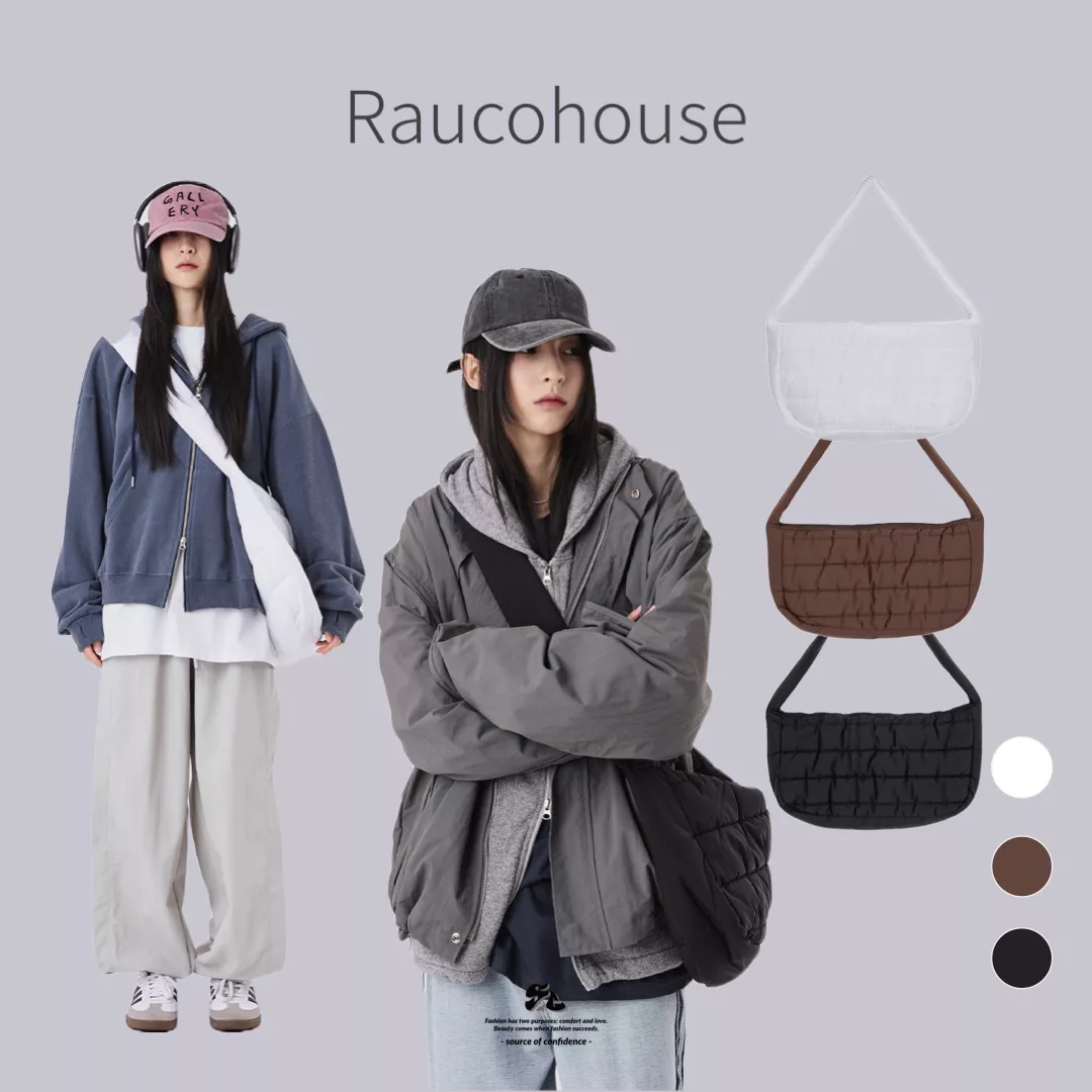 Raucohouse 寬版蓬蓬襯墊斜背包