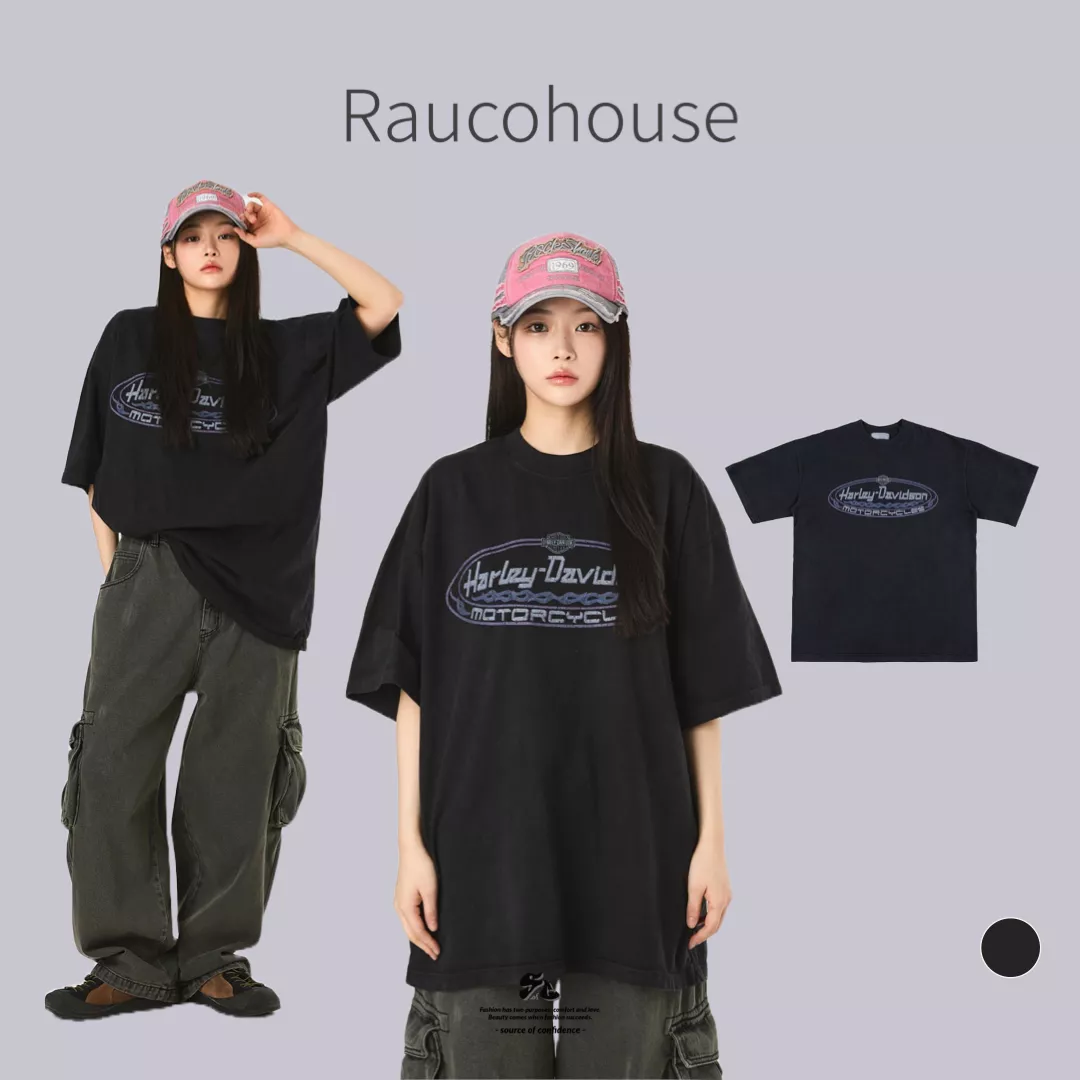 Raucohouse Harley-Davidson紫色火焰短Tee