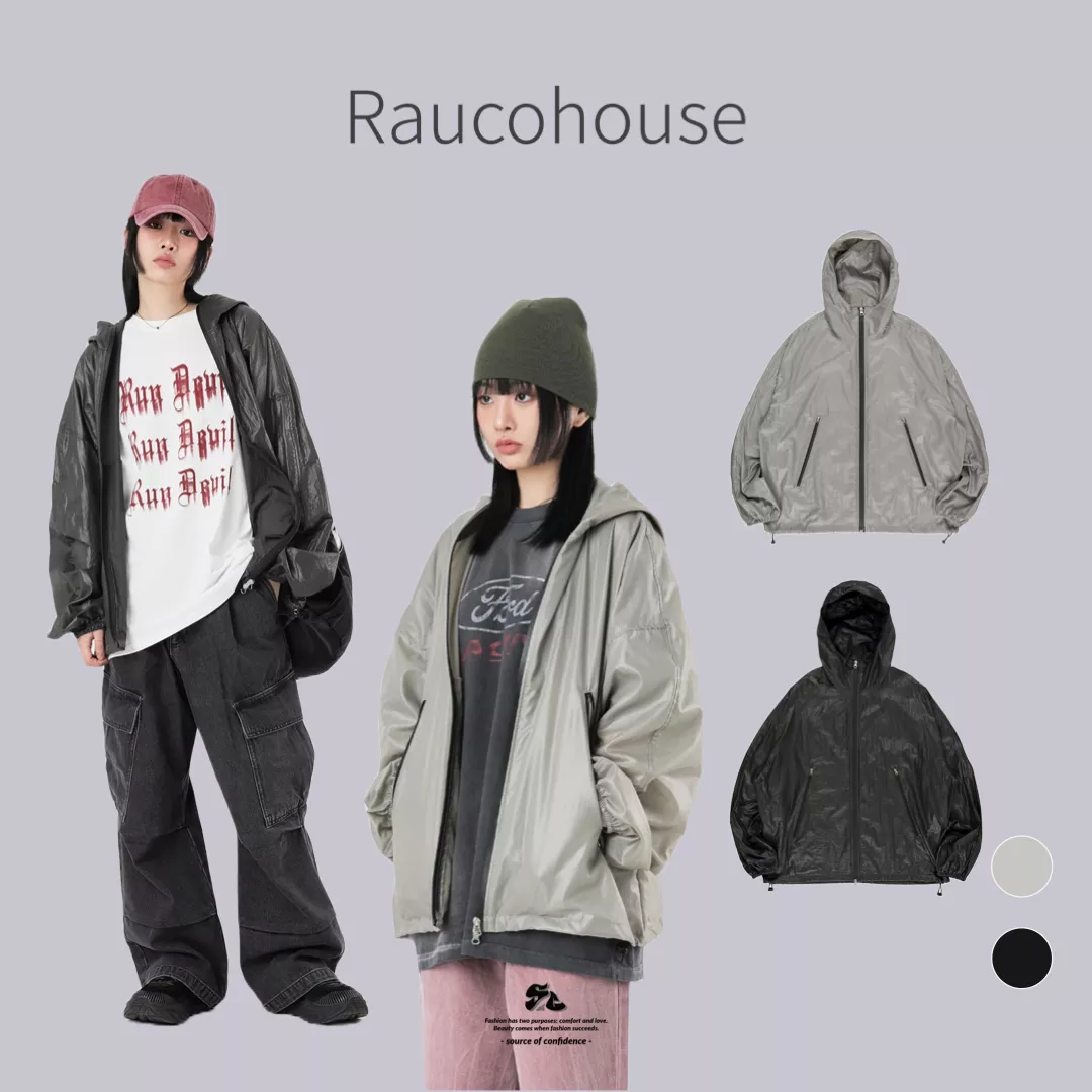 Raucohouse 滑面連帽風衣外套