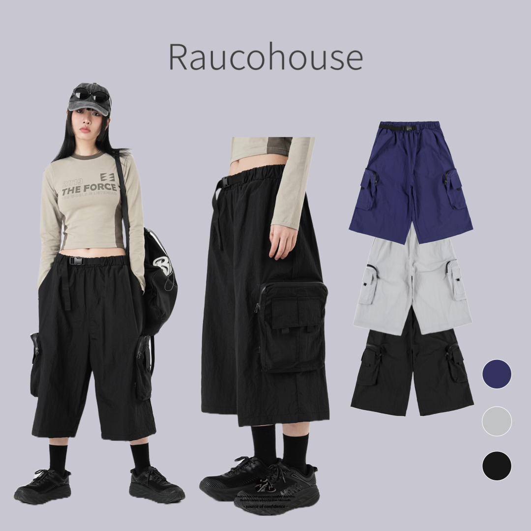 Raucohouse 尼龍工裝多功能七分褲