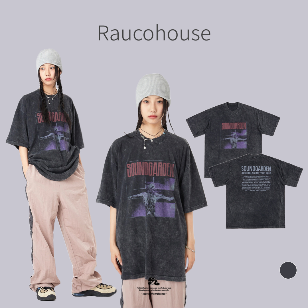 Raucohouse SOUNDGARDEN印花水洗 短Tee