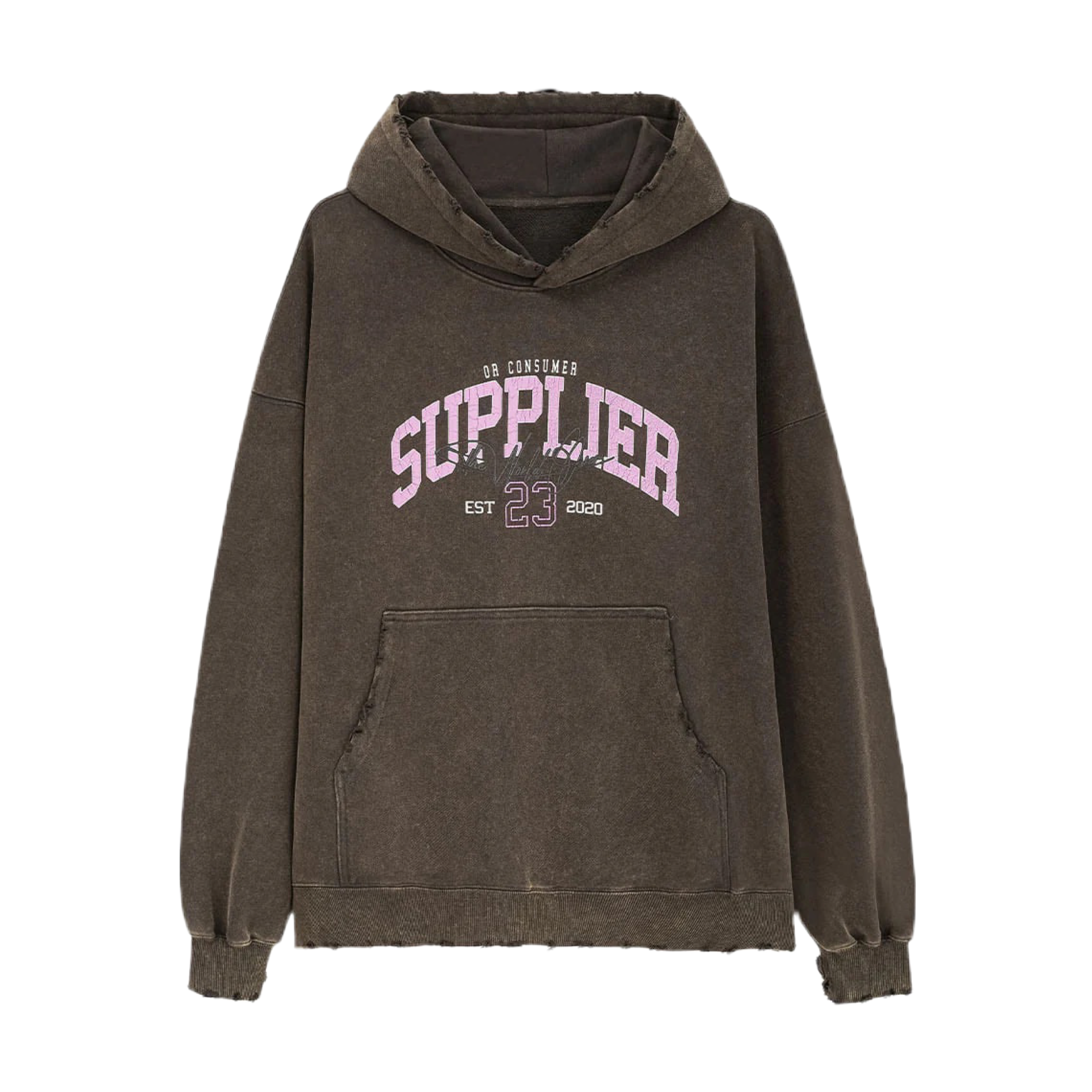 SUPPLIER Vintage Wash College Logo Hoodie破損仿舊帽Tee