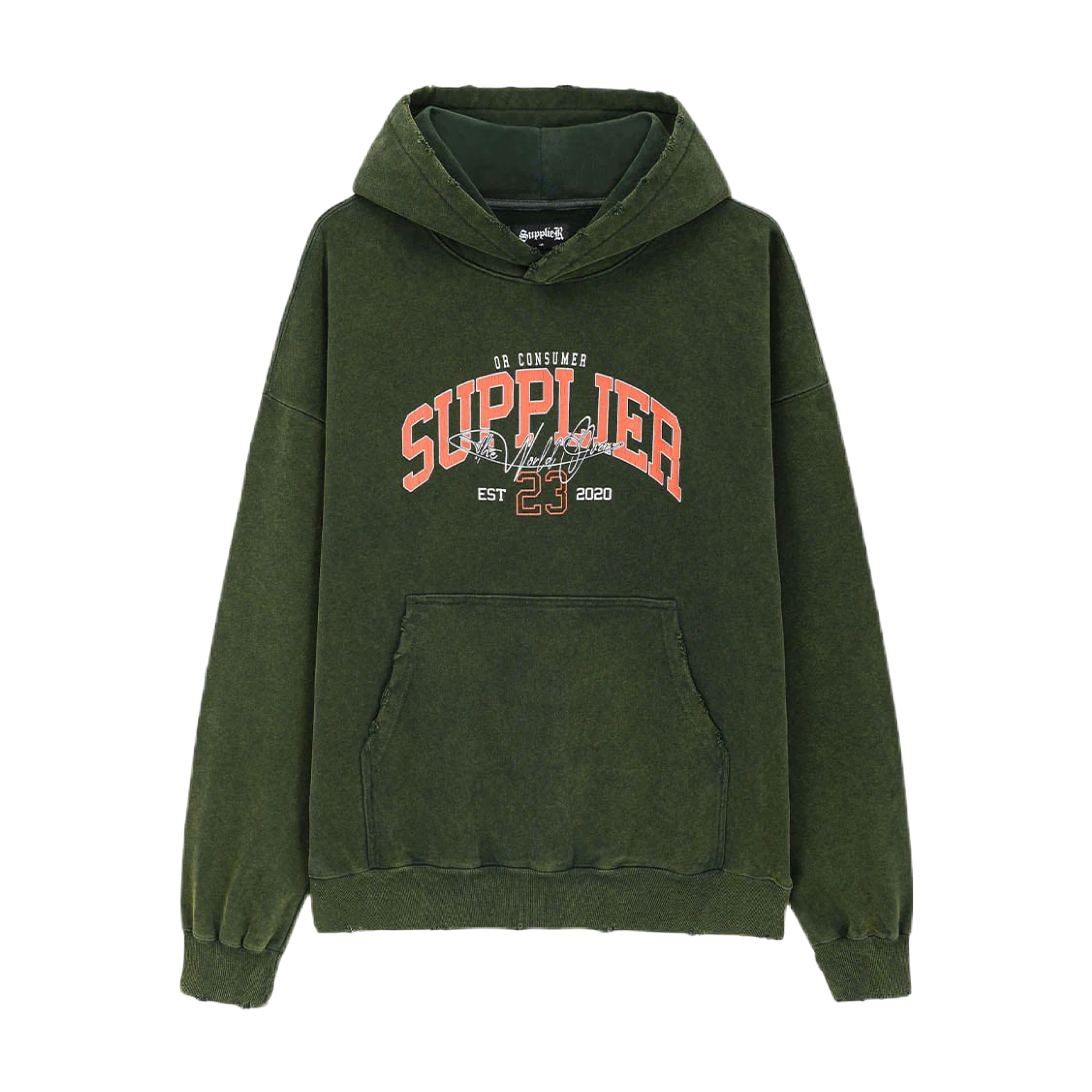 SUPPLIER Vintage Wash College Logo Hoodie破損仿舊帽Tee