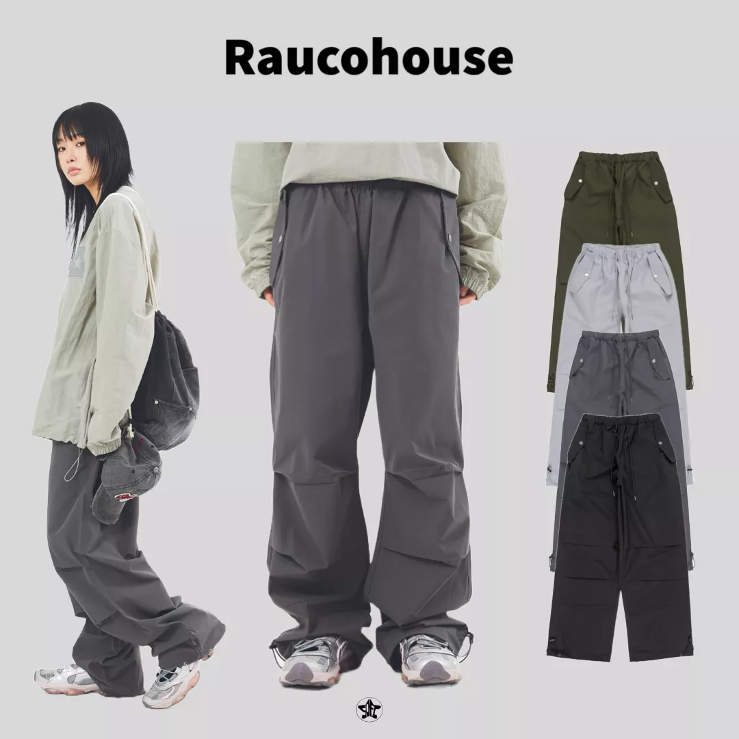 Raucohouse 尼龍打褶翻蓋口袋縮口褲