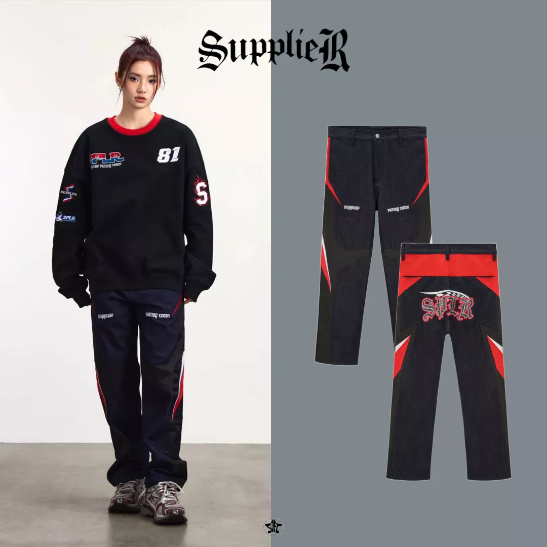 SUPPLIER Racing Patch Denim賽車拼接直筒褲