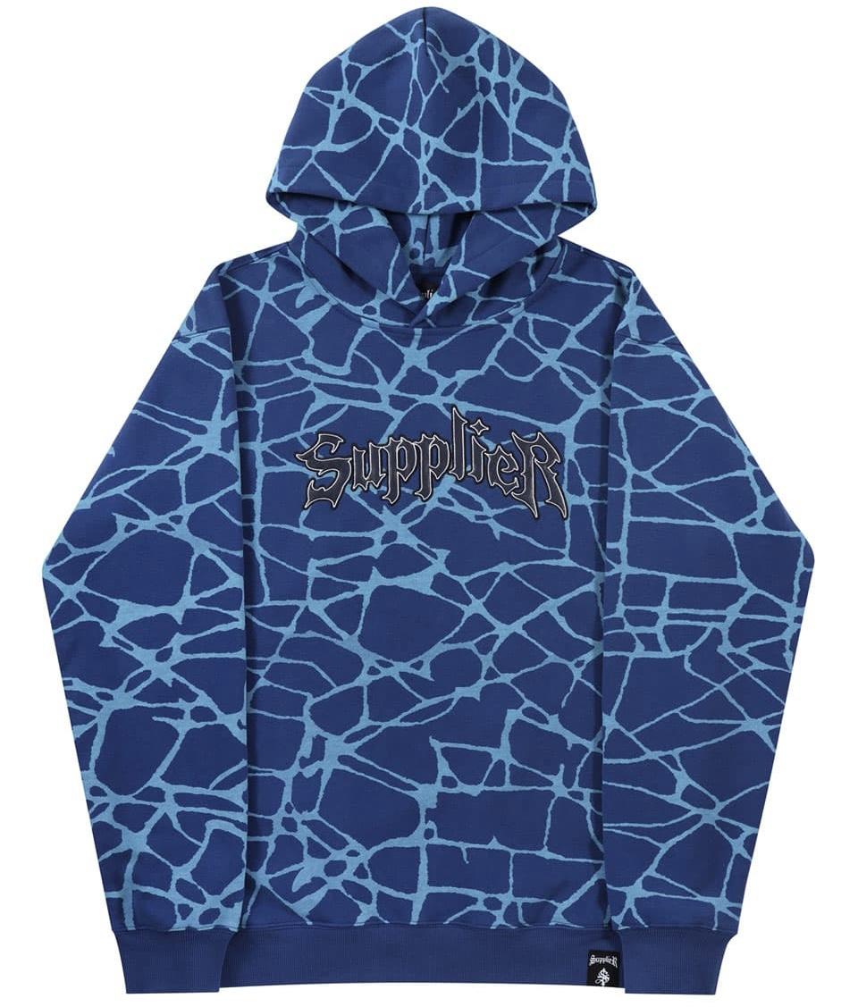 SUPPLIER Crack Hoodie水紋線皮革LOGO帽Tee