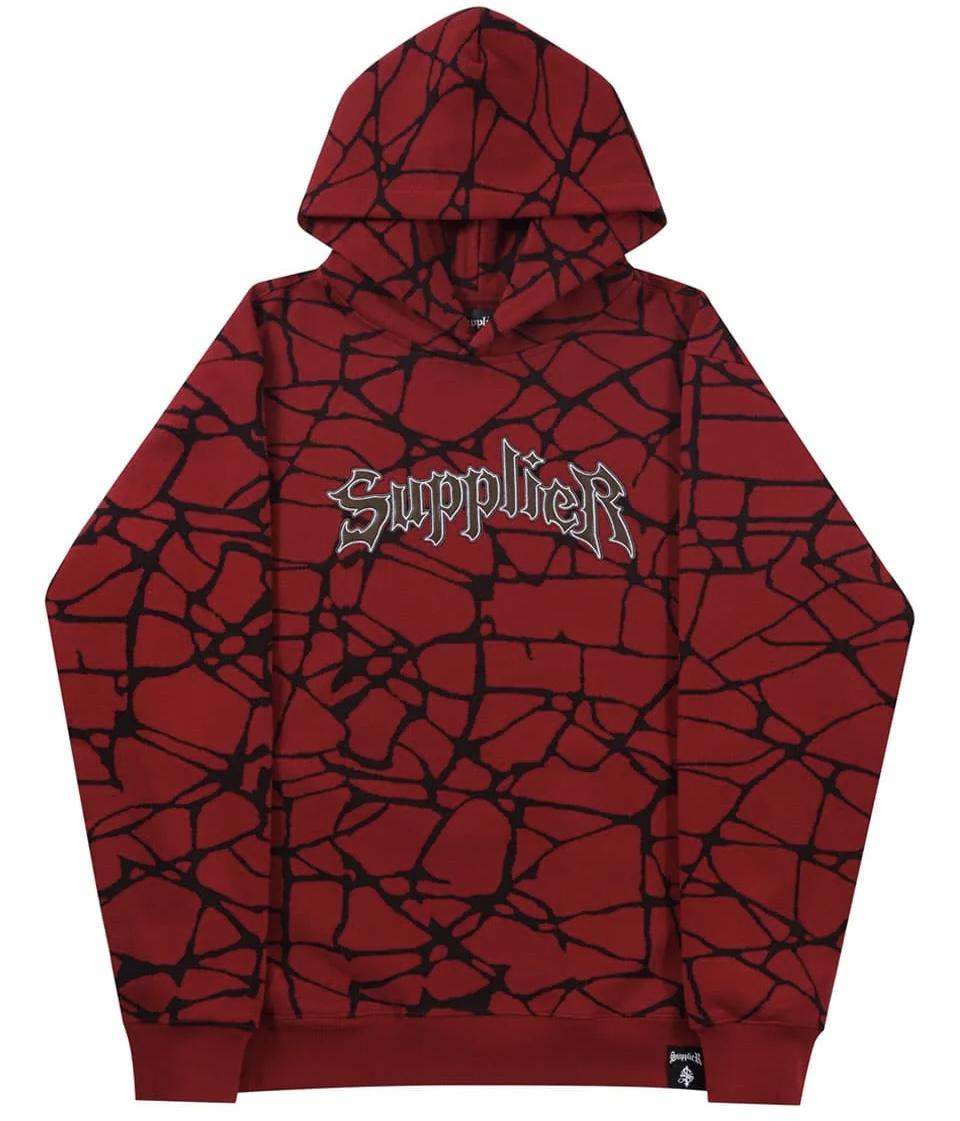 SUPPLIER Crack Hoodie水紋線皮革LOGO帽Tee