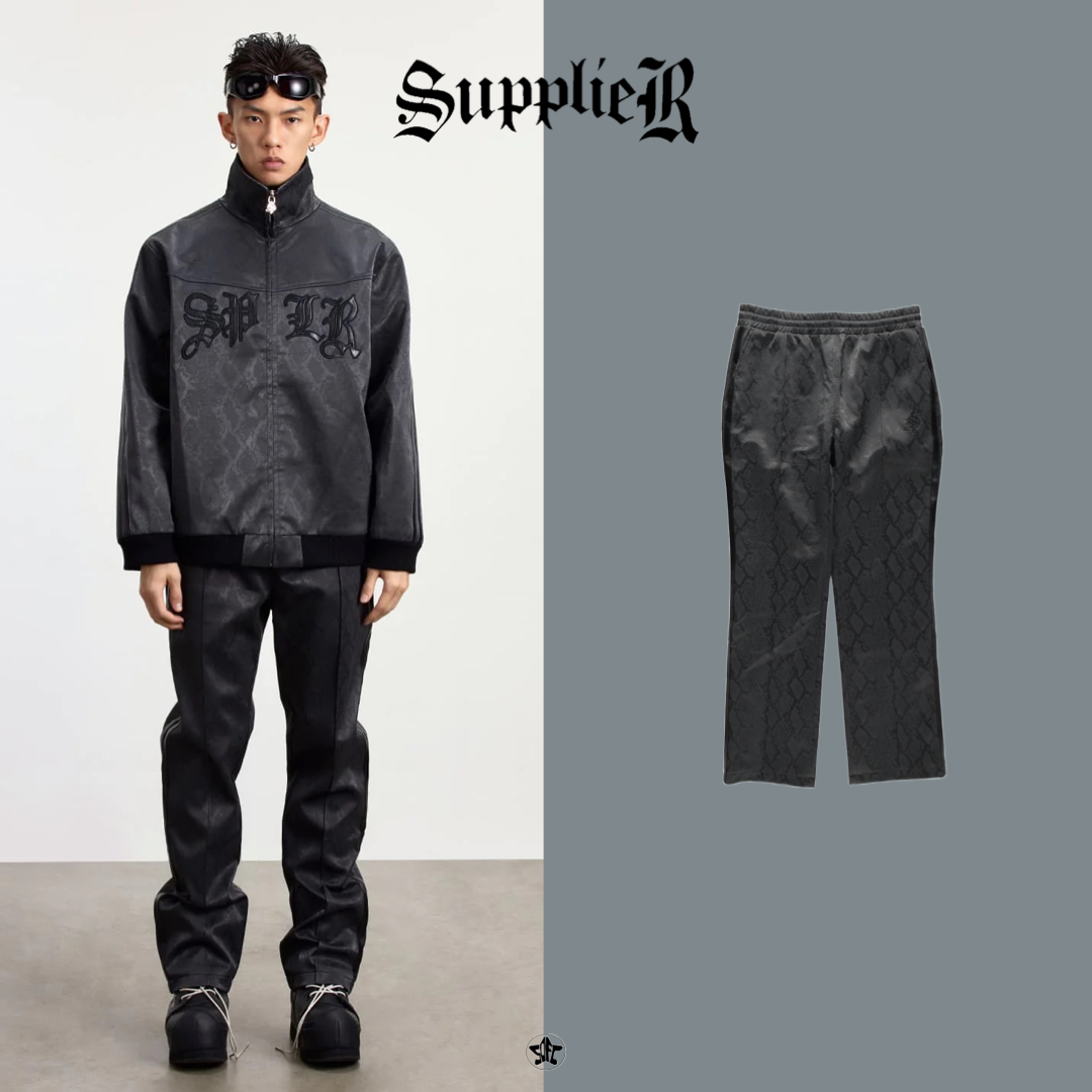 SUPPLIER Python Leather Track Pants尼龍緞面垂墜褲