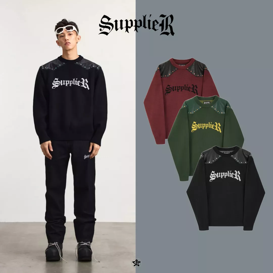 SUPPLIER Studs Knit寶石彩鑽拼接LOGO大學Tee